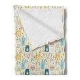 thumbnail image 2 of Jungle Cartoon Soft Flannel Fleece Throw Blanket, Funny Childish Pattern with Baby Animal Flowers Stars and Spots, Cozy Plush for Indoor and Outdoor Use, 60" x 80", Cream and Multicolor, by Ambesonne, 2 of 5