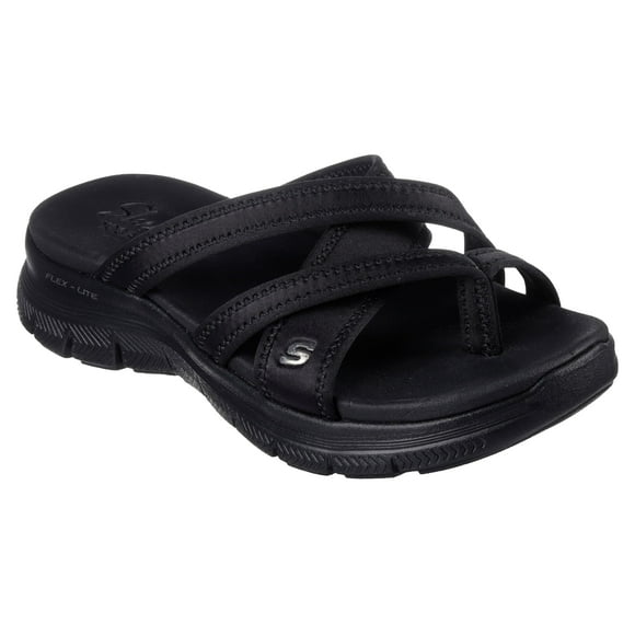 Sandalia deportiva Skechers Flex Appeal 4.0-Startup 3.0 para mujer, color negro
