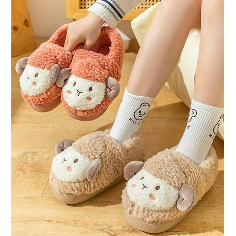 Bitterhed elevation hver dag PIKADINGNIS Sheep Slippers for Women Cute Fluffy Faux Fur Soft Warm Wrap  Heel House Shoes Mie Mie Aniaml Furry Slippers Indoor Home - Walmart.com