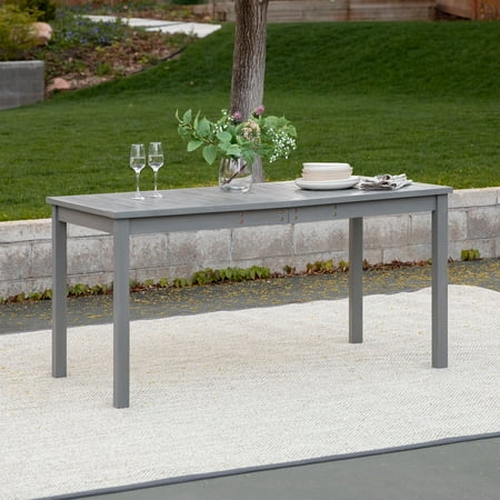 Acacia Wood Patio Simple Dining Table -Gray Wash