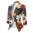thumbnail image 2 of Women's Casual Printed Three Quarter Sleeve Open Front Notch Lapel Cardigan Style Work Coat, 2 of 6