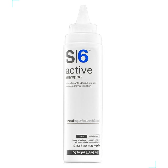 NAPURA S6 Active Champú anticaspa profesional con aceite de árbol de té 1% zinc y 1% ácido salicílico - Tratamiento natural del cuero cabelludo con picazón (13.53 fl oz) para hombres y mujeres