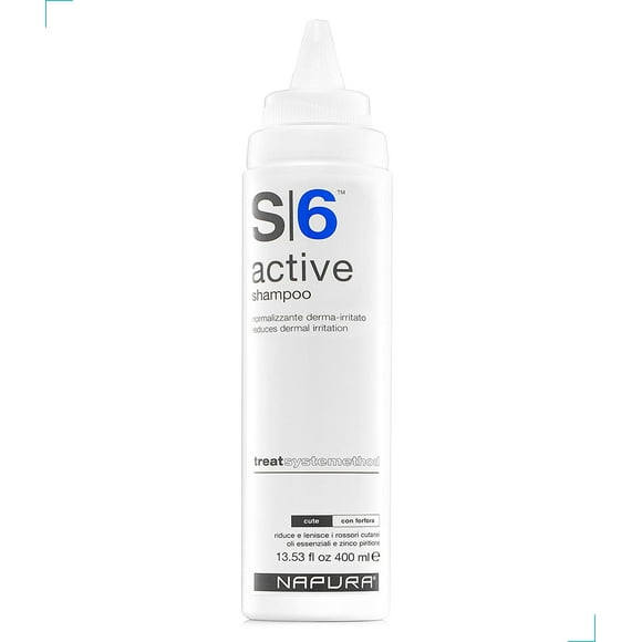 NAPURA S6 Active Champú anticaspa profesional con aceite de árbol de té 1% zinc y 1% ácido salicílico - Tratamiento natural del cuero cabelludo con picazón (13.53 fl oz) para hombres y mujeres