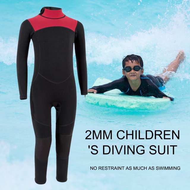 Traje De Surf Traje de neopreno de surf de una pieza con protección solar de neopreno de 2 mm para niñas y niños (rojo 14#)