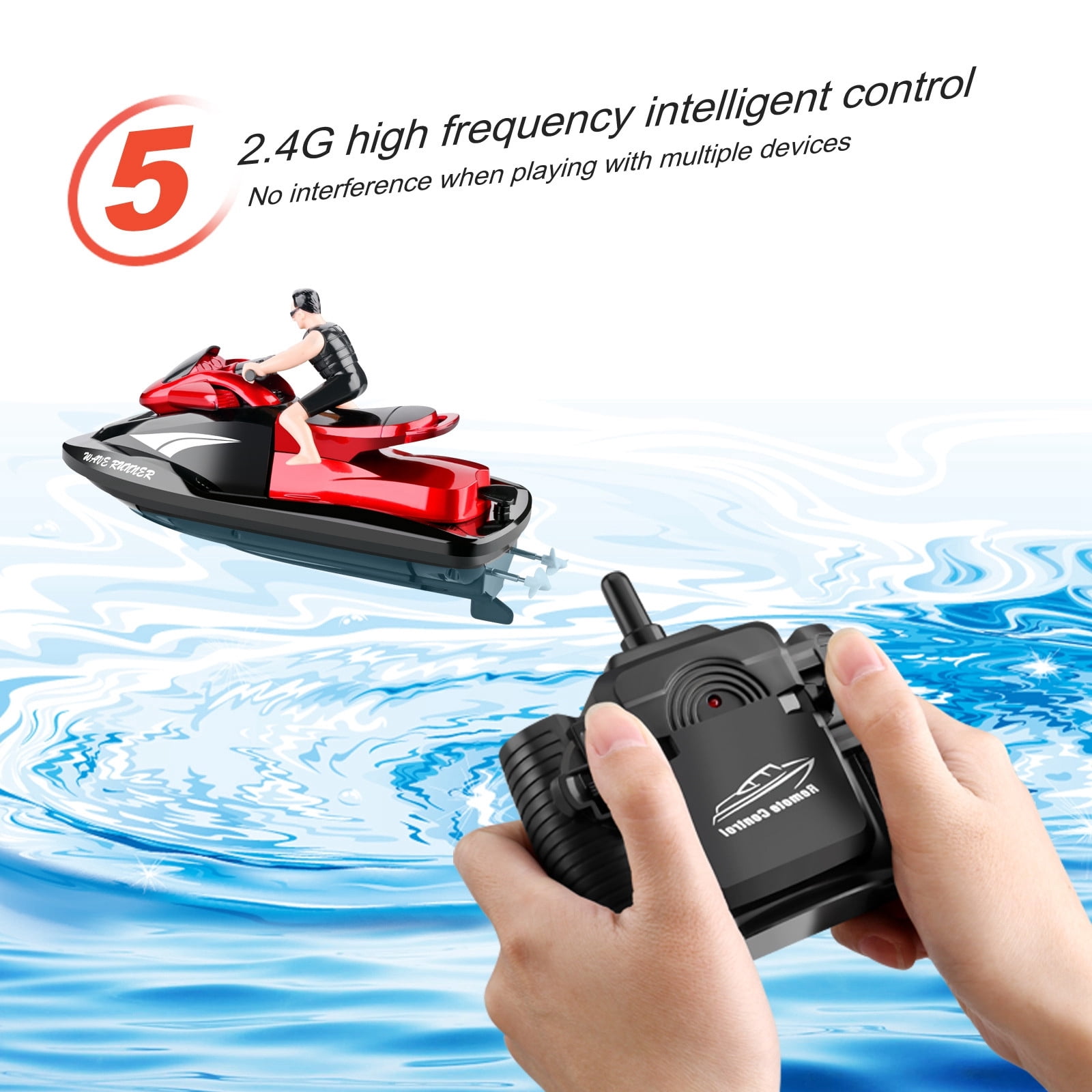 SIYTUAU Remote Control Speed Boat Water Toy 2.4G Wireless Rechargeable High Speed Racing Yacht For Pool Lake Red Plastic Marine Vehicle Red