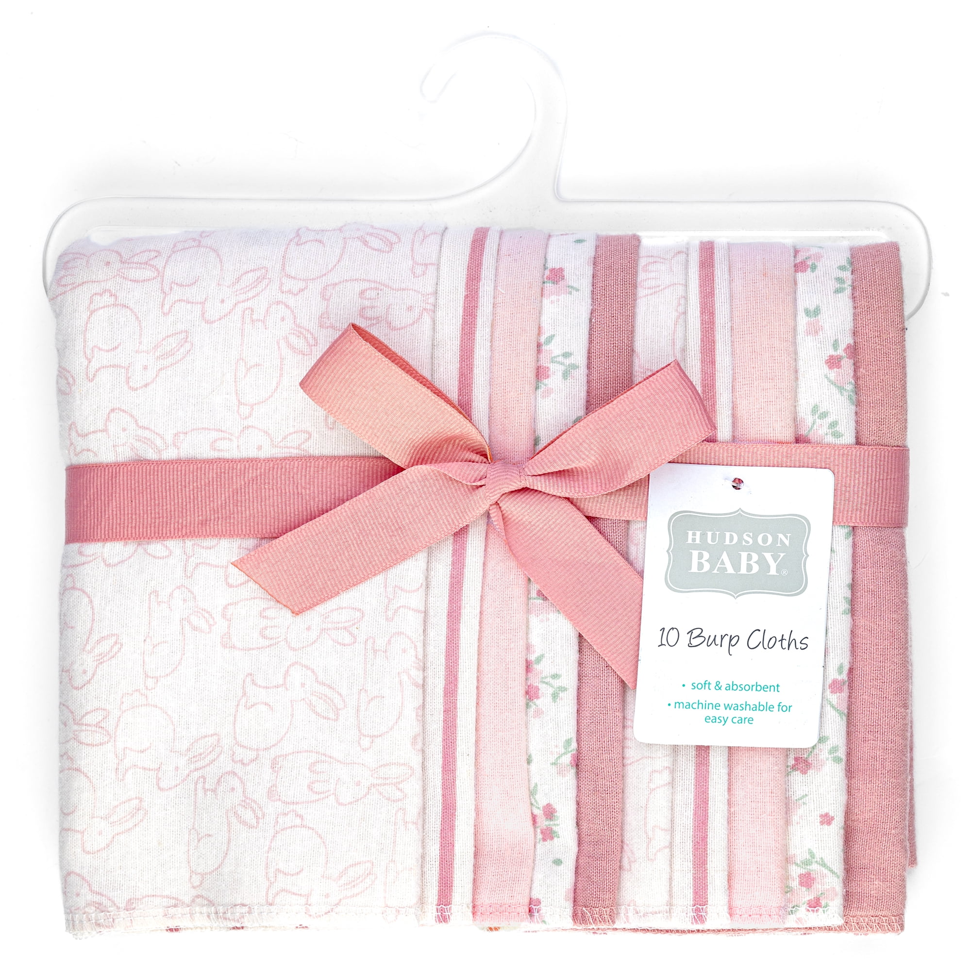 Hudson Baby Unisex Baby Cotton Poly Flannel Burp Cloths, Wispy Wild Flower Bunny, One Size