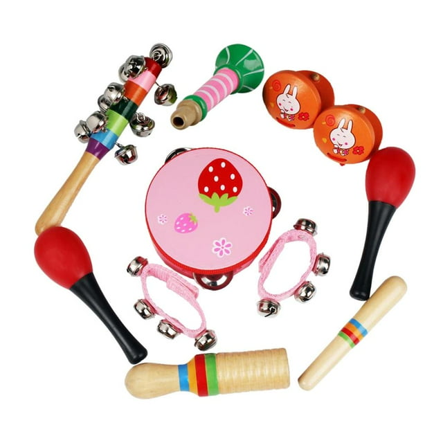 Set de percusión de niños pequeños shamjiam 7 de Tambor de pandereta Color rosa