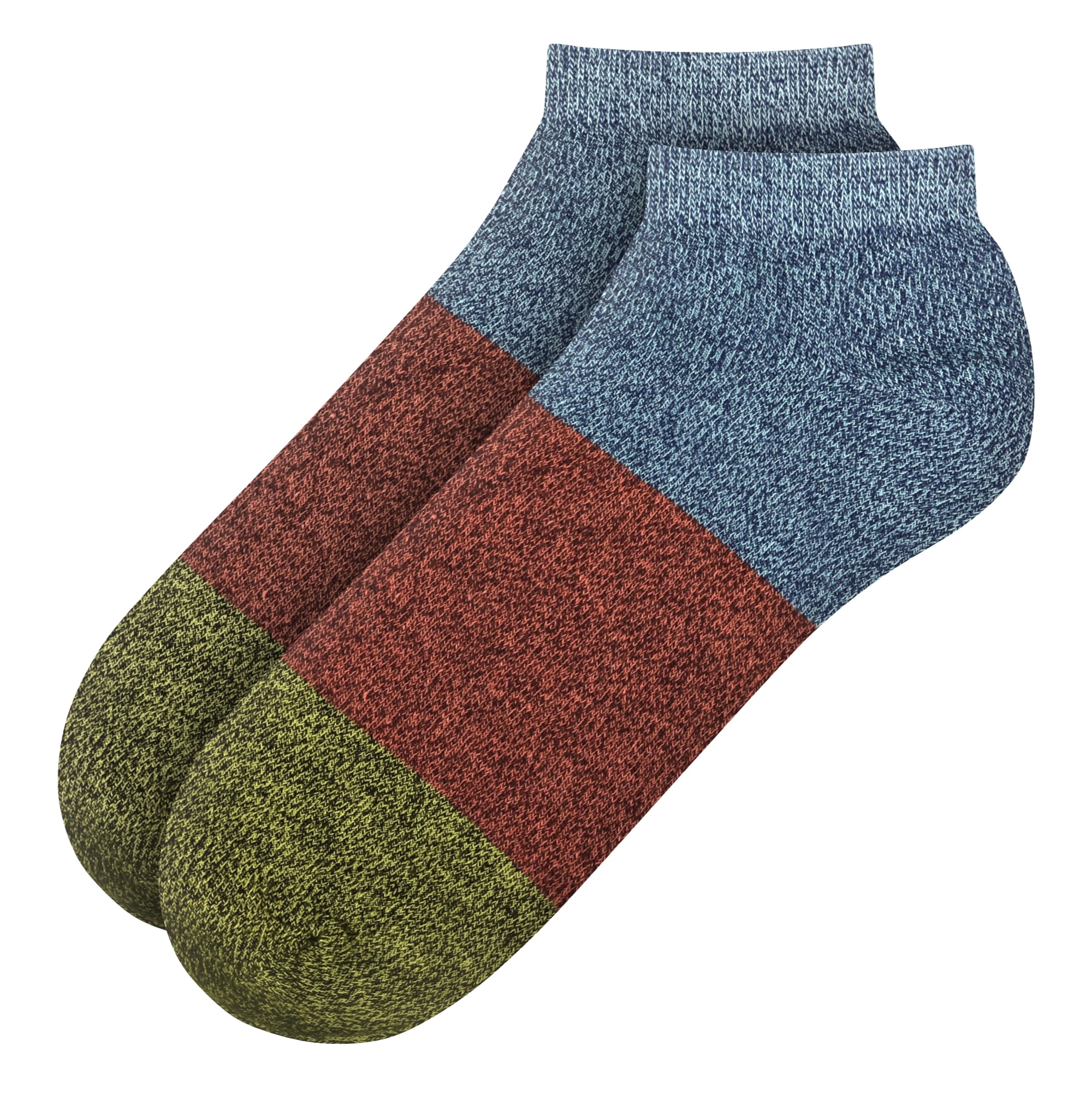 BambooMN Unisex Rayon from Bamboo Classic Casual Ankle Socks - Blue Red Green - Large - 2 Pairs