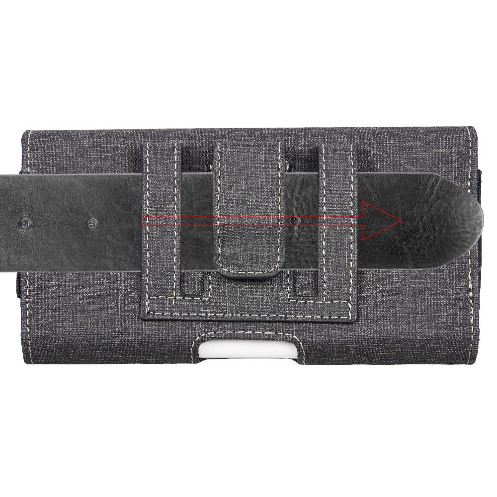 6.5-inch Horizontal Universal Cell Phone Holster Pouch with Belt Clip and Card Slots