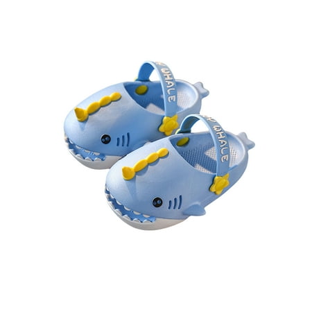 

TFFR Summer Kids Slippers Baby Boy Girl Beach Shoes Cute Fun Shark Shoes Soft Bottom Non-slip Thick Bottom Sandals Seaside