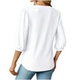 thumbnail image 3 of Scyoekwg Womens Tops Trendy Short Sleeve Tunic Casual Tshirt Loose Comfy Blouse V-Neck Elegant Shirts Dressy Blouse Classic Solid Color Cute Tops (White,L), 3 of 4