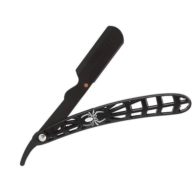 Soporte para maquinilla de afeitar de filo recto para hombre, profesional, con mango hueco, soporte para afeitadora manual para el cuidado facial, color blanco araña
