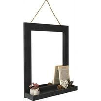 Sfugno Wall Mirror with Shelf, 20 x 16 inch Wall Mirror Hanging for Bathroom, Vanity, Bedroom, Entryway, Living Room(Black)