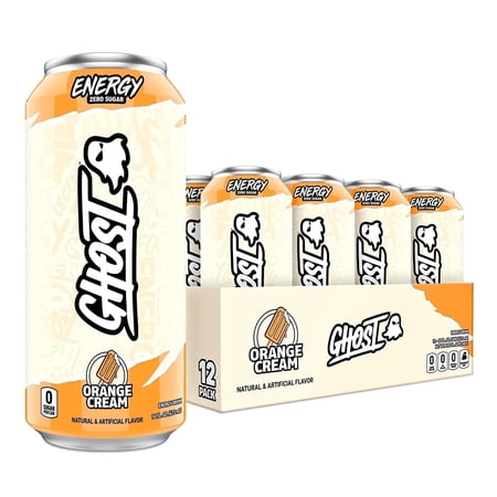 GHOST Zero Sugar Energy Drink, Orange Cream, 16 oz Can, 12 Pk