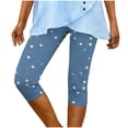 thumbnail image 7 of Leggings for Women Plus Size,Women's Faux Denim Capri Leggings High Waisted Yoga Pants Pull On Stretch Print Capris Casual Comfy Tights Skinny Jeggings, 7 of 7