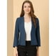 thumbnail image 3 of Blazer corto Allegra K sin cuello con cremallera Azul eléctrico XS, 3 of 6