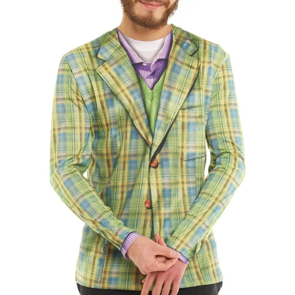 Plaid Sport Coat Men's Long Sleeve Tee Shirt