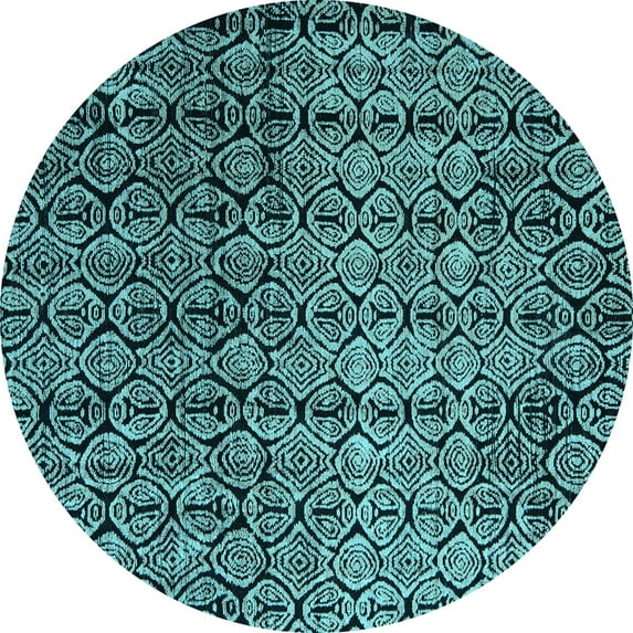 Ahgly Company Indoor Round Abstract Light Blue Modern Area Rugs, 5' Round