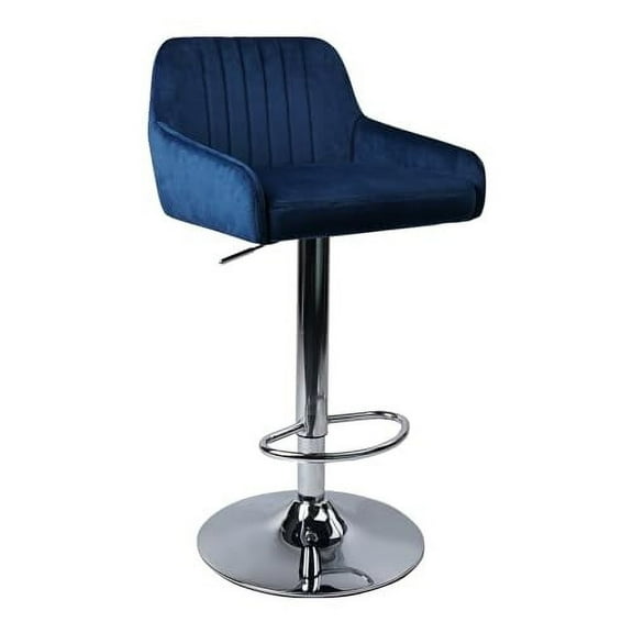 KLASIKA Bar Stools Velvet Adjustable Height Swivel Barstools, Armless Kitchen Counter Bar Stool Extra Height Square Island Barstool with Back Set of 2 Blue