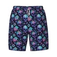 thumbnail image 4 of Lsque Mens Swim Trunks Flower Blue Skull Pattern - Bathing Suit Compression Liner - Beach Swim Shorts Swimwear - (S-3XL) - Stretch Quick Dry -XX-Large, 4 of 9