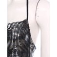 thumbnail image 6 of Yartina Women's Glittery Sequin Crop Top Sleeveless Halter Tank Top Rave Party Vest Camisole Grey One Size, 6 of 7