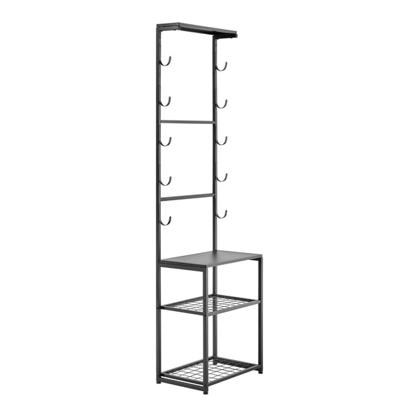 KFFKFF Gun Rack, Floor Standing, Indoor Rifle Shotgun Rack Stand with Storage Shelf, for Wall Mount Gun Display Stand, Holds up to 5 Rifles, Heavy Duty Steel