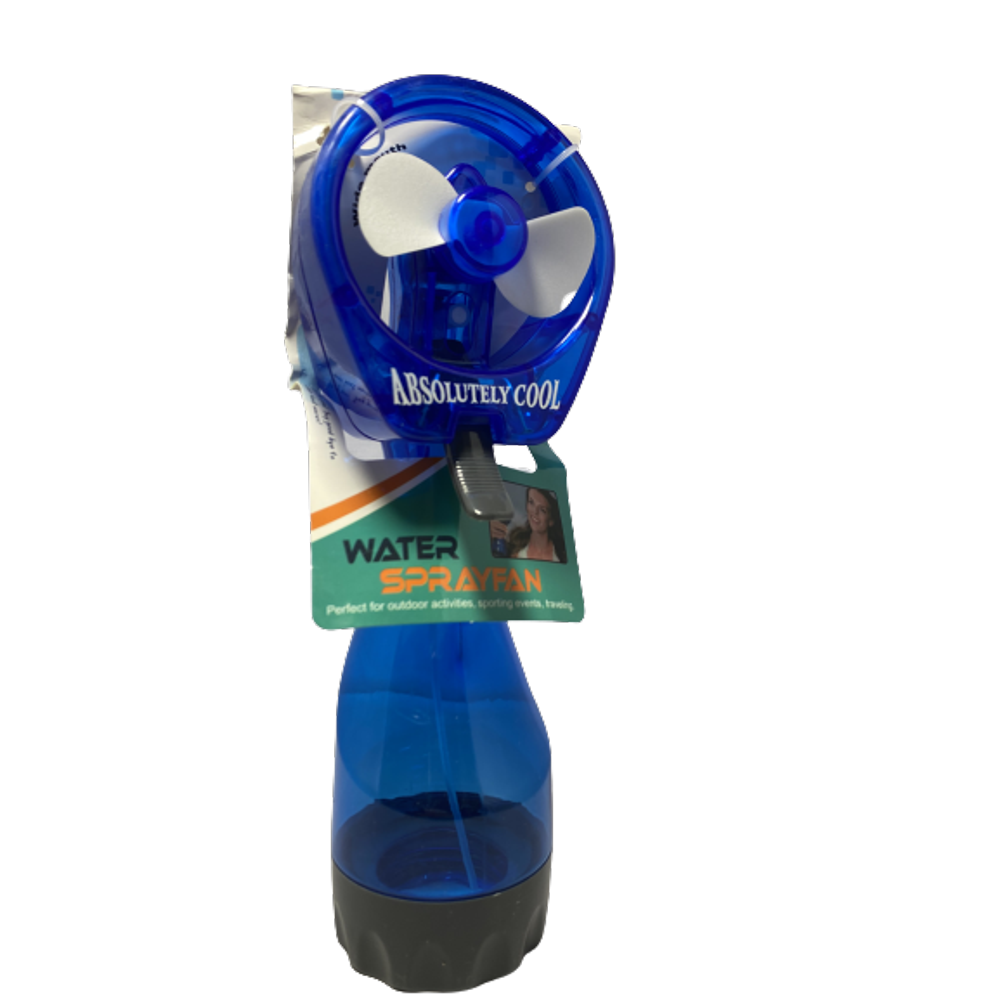 BLUE Portable Water Bottle Mister Spray Cooling Fan Handheld (BATTERY