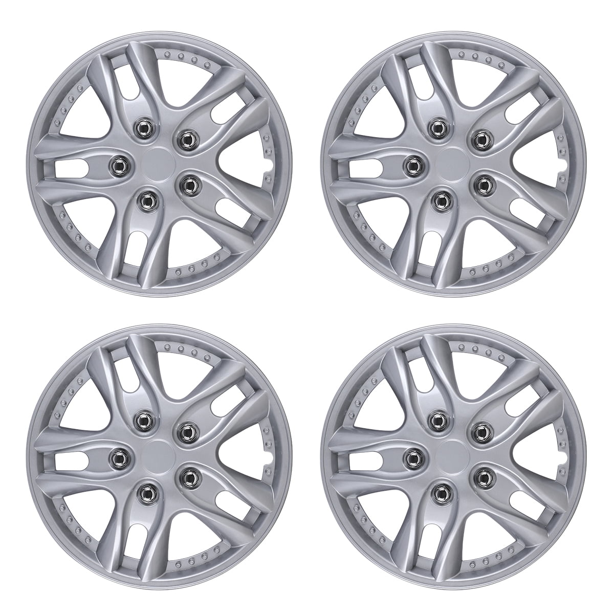 4Pcs/Set 12 inch Universal Wheel Rims Cover Hubcaps Snap on Car Truck SUV Wheel Covers PP Material （12-inch,Lacquer)