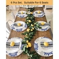 thumbnail image 4 of 13 Inch Round Placemats Set of 6, Geometric Flower Non Slip Heat Insulation PP Table Mats, Vintage Country Floral Blue Grey on Linen Washable Place Mats for Kitchen Dining Party Table Decor, 4 of 7