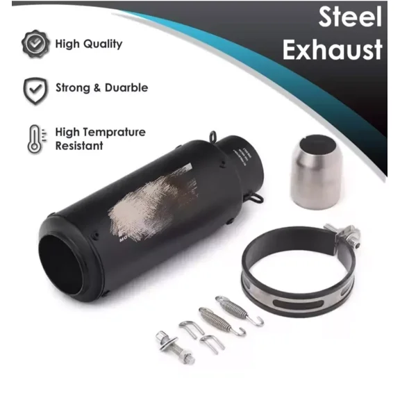Universal Fits Motorcycle Exhaust Muffler Black for Sports Bikes with Logo