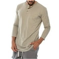 thumbnail image 1 of Yuyuzo Fall Tops for Men Basic Golf Shirts Active Workout Top Tees Notch V Neck Long Sleeve Solid Color Blouse, 1 of 5