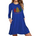 thumbnail image 2 of Robes d'Automne pour Femmes Col Rond Imprimé de Noël Robe à Manches Longues Décontractée Fluide Robe Courte de Fête avec Poches, 2 of 5
