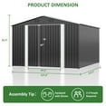 thumbnail image 4 of NETAJE 10'x10' Outdoor Metal Shed with Updated Frame, Lockable Doors & Sliding Roof for Backyard, Garden, Gray, 4 of 7