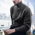thumbnail image 2 of hopeusince Men's Turtleneck Pullover Sweater Ribbed Knitted Slim Fit Jumper Basic Sweaters Dark Gray L, 2 of 6