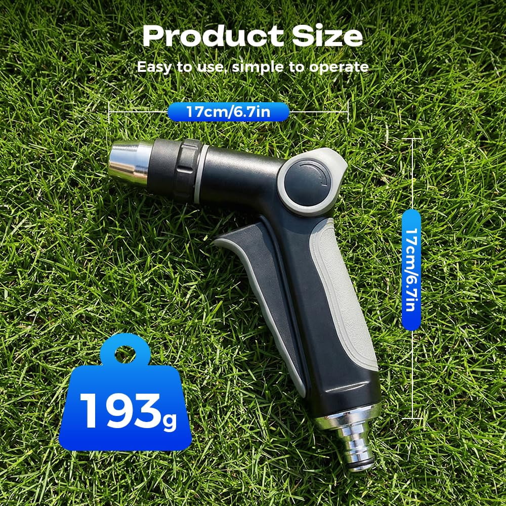 Aquoxis Pressure Washer Wand, Handheld High Pressure Hose Nozzle, Stainless Steel, 360° Rotating, 3 Spray Modes with Foam Pot, for Car Wash, Driveway & Patio Cleaning