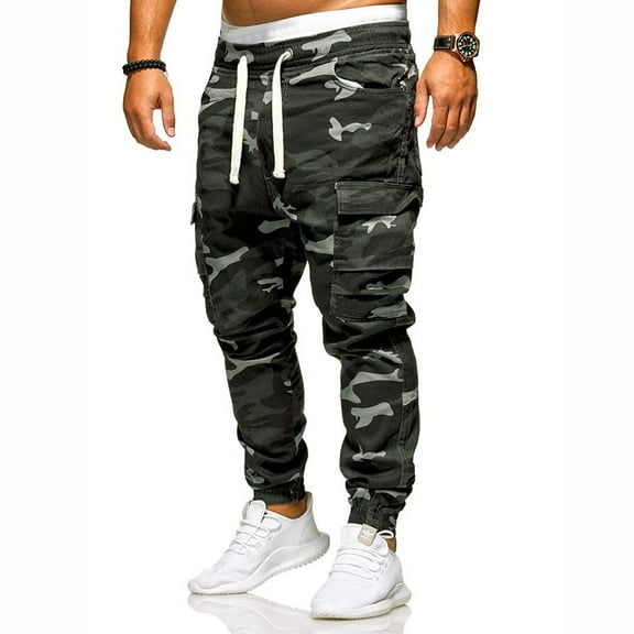 BDPORKAS Mens Cargo Pants Camo Jogger Sweatpants with Pockets Drawstring