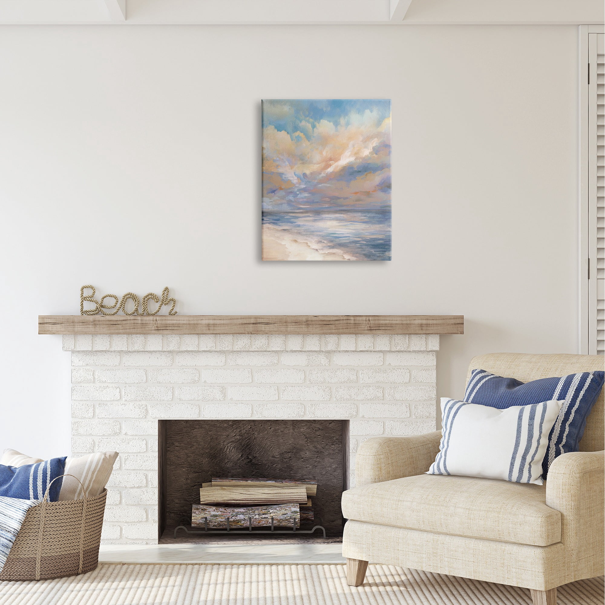Stupell Industries Abstract Sunset Shoreline Landscape Painting Gallery Wrapped Canvas Art Print Wall Art, 24 x 30