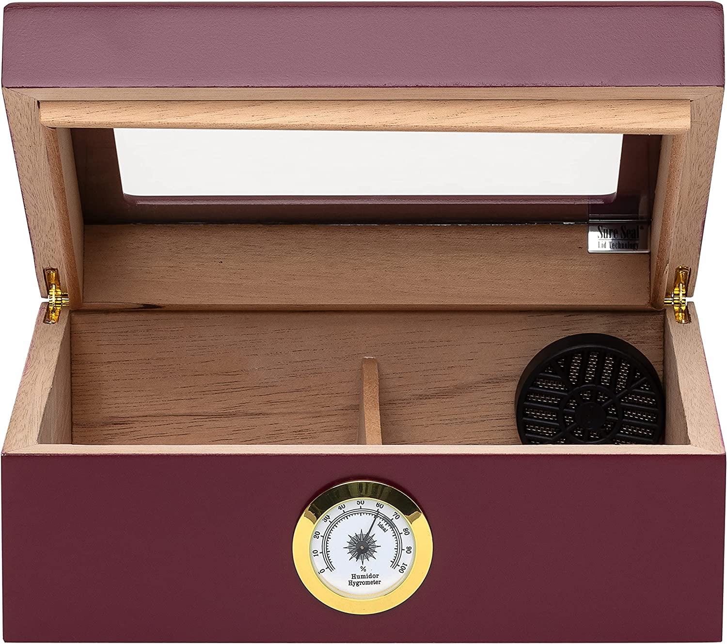 Quality Importers Glasstop Humidor, Red