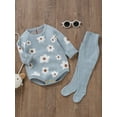 thumbnail image 5 of Wassery Baby Girls Sweatshirts Rompers Flower Print Crew Neck Long Sleeve Bodysuits Infant Fall Jumpsuits Newborn Casual Jumpsuits 0-18M, 5 of 8
