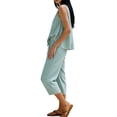 thumbnail image 3 of Women's Striped 2 Piece Outfit Sleeveless Tie Waist Top & Wide Leg Capri Pants Set, 3 of 4