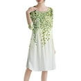 thumbnail image 4 of QIJIE Womens Summer Dresses 2025 Boho Floral Vacation 3/4 Sleeve Holiday Sundress A-Line Casual Midi Dress Crew Neck Swing Flowy Wedding Guest Dresses with Pockets Green XL, 4 of 6