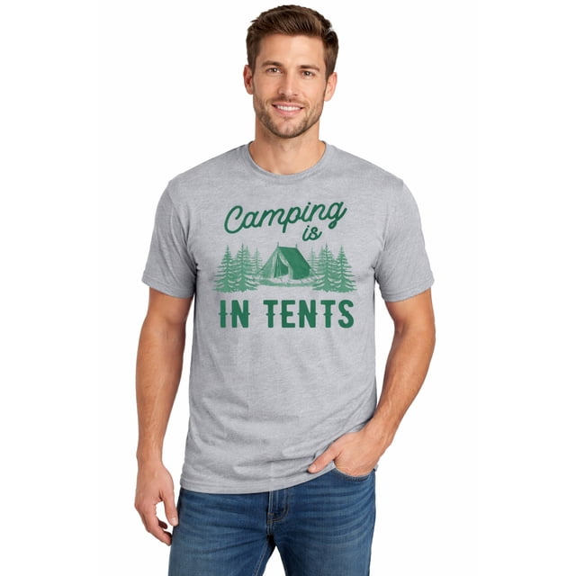 Camping is In Tents T Shirt Funny Intense Camping Outdoors Hiking Camp Tee (Heather Grey) - L