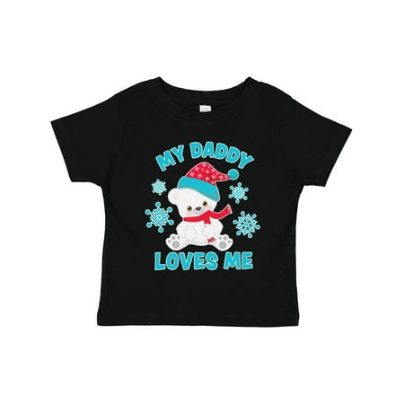 

Inktastic Polar Bear My Daddy Loves Me in Santa Hat with Snowflakes Gift Toddler Boy or Toddler Girl T-Shirt
