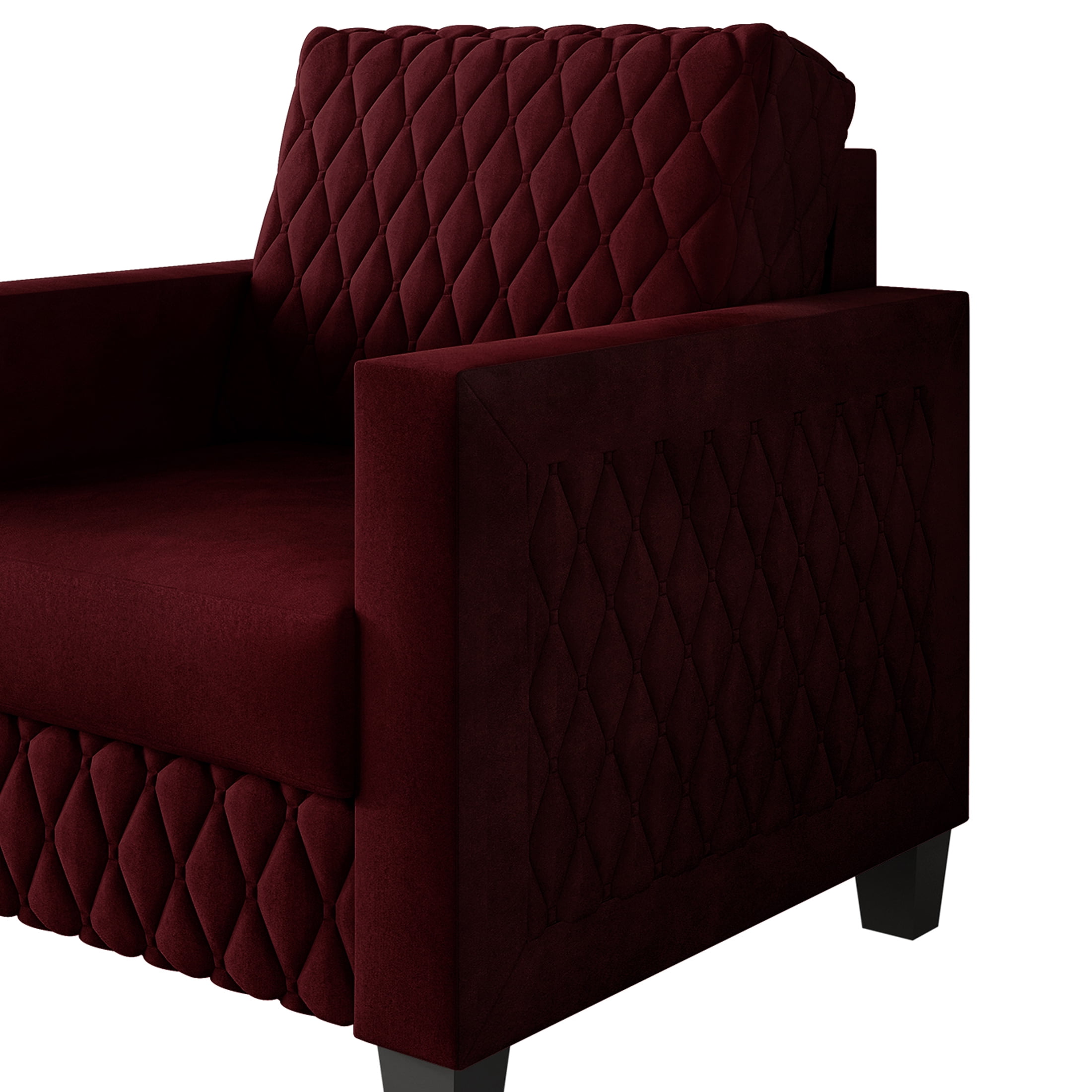 Castle Place Modern Luxe Velevet Diamond Tufted Upholstered Chair, Red
