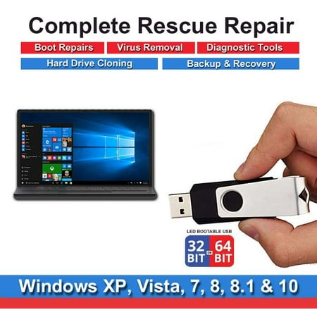 Complete PC Rescue, Repair, Antivirus, Boot Tools USB Flash Drive & 2019