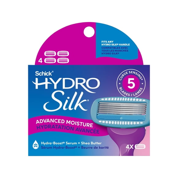 Schick Hydro Silk Moisturizing Razor Blade Refills for Women with Shower Hanger, 4 Count