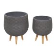 thumbnail image 5 of DecMode 14", 15" Grey Ceramic Contemporary Planter, 2 - Pieces, 5 of 6