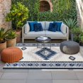 thumbnail image 2 of Blue Beige Boho Outdoor Rug for Patio/Deck/Porch, Non-Slip Large Area Rug 5 x 7 Ft, Vintage Ethnic Tribal Southwestern Indoor Outdoor Rugs Washable Area Rugs, Reversible Camping Rug Carpet Runner, 2 of 8