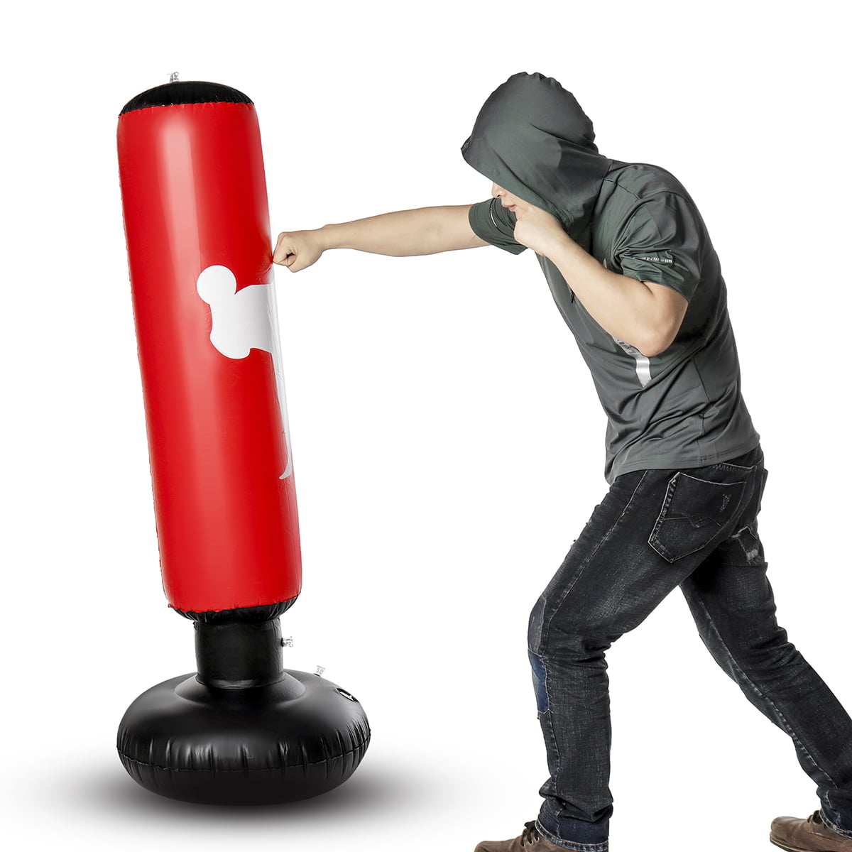 Kids Junior Boxing Punch Bag Set Free Standing Inflatable Boxing Punch Bag 1.6M 
