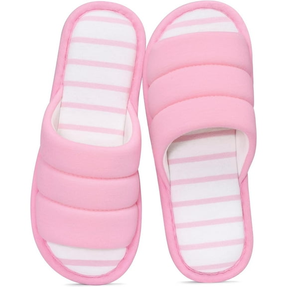 Open Toe House Slippers for Women Men Soft Cotton Indoor Shoes Memory Foam Slip On bedroom Slippers